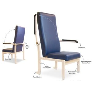high seat armchair with flip up arms