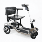 lightweight folding scooter unfolded and stationary