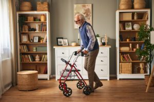 Rollator used by a person indoors