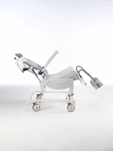 mobile shower commode reclined