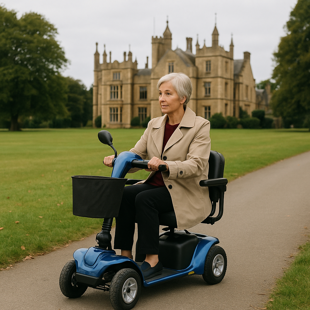 mobility scooter in knebworth elderly person on a mobility scooter in knebworth